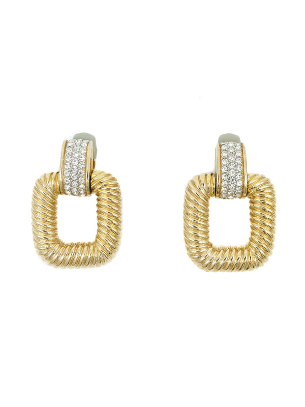 Ciner Crystal Accented Oversized Chain Earrings Accessory arcadeshops.com