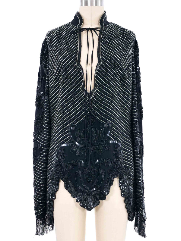 2016 Rodarte Bead Embellished Tie Front Blouse