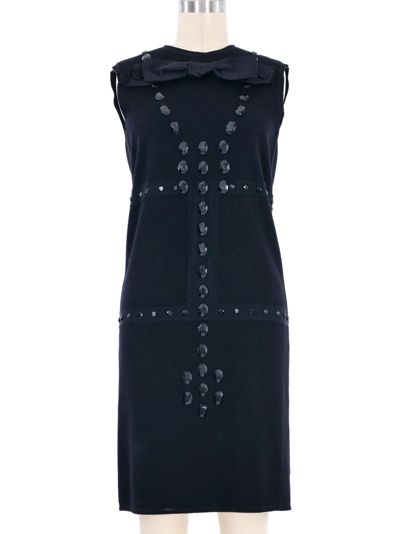 2004 Lanvin Jeweled Wool Shift Dress