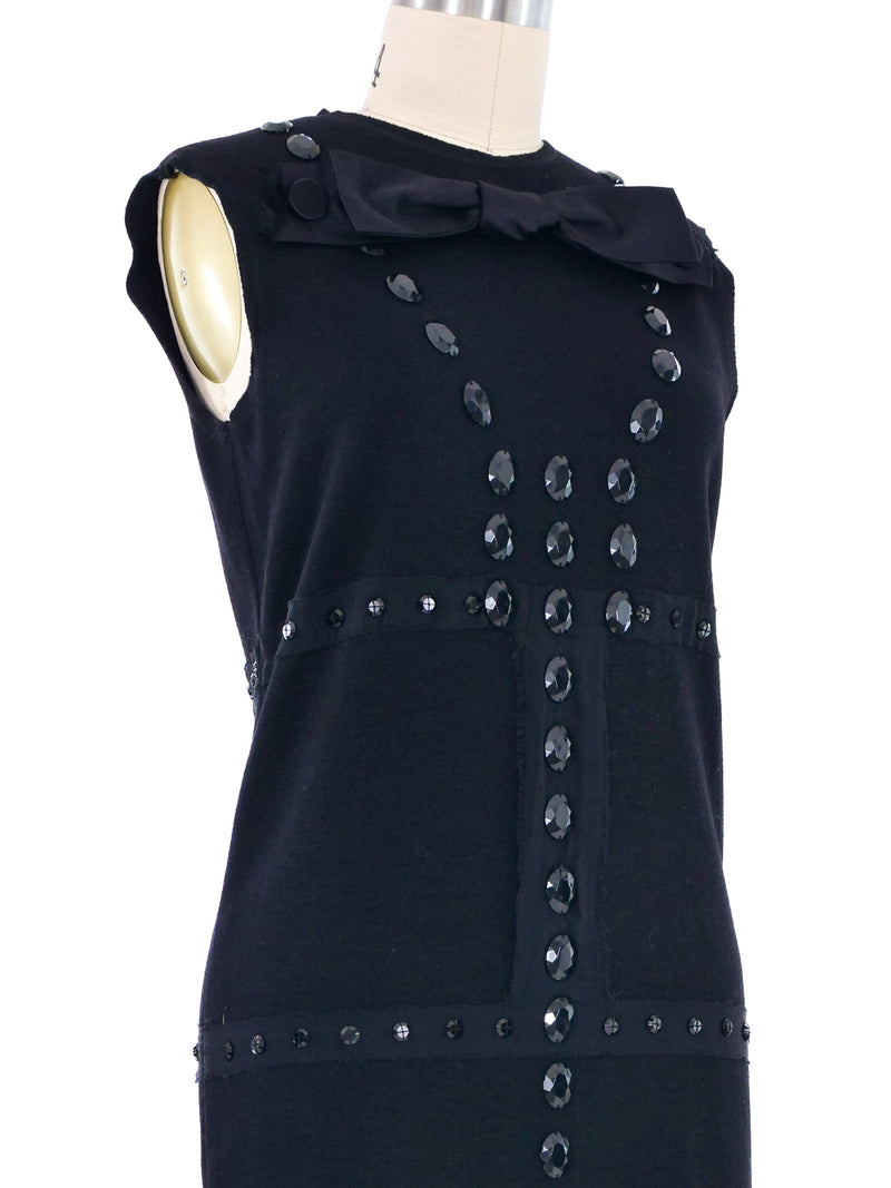 2004 Lanvin Jeweled Wool Shift Dress