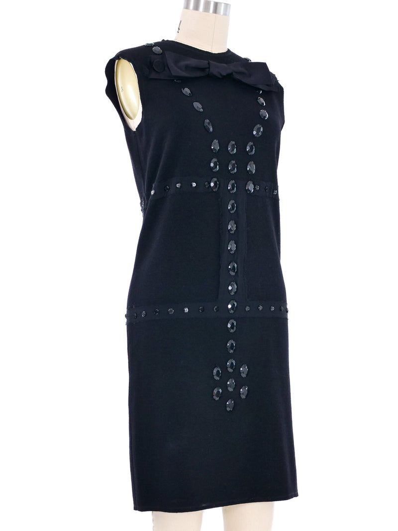 2004 Lanvin Jeweled Wool Shift Dress