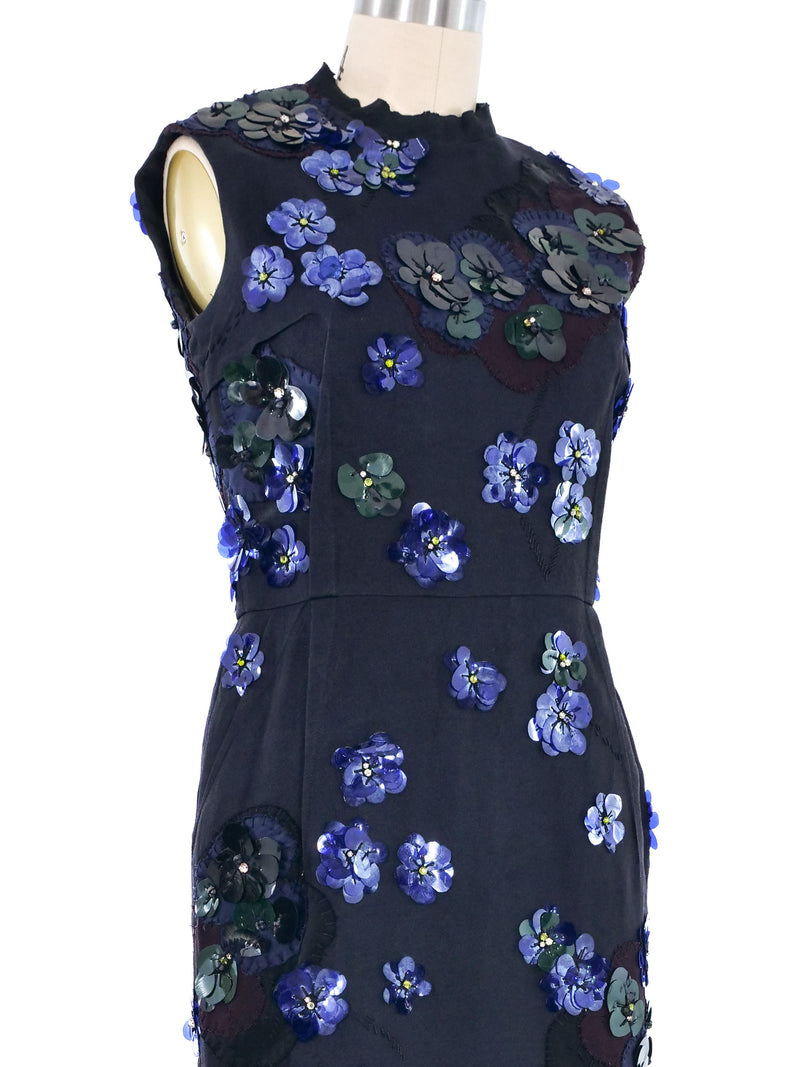 2006 Lanvin Plastic Flower Applique Dress