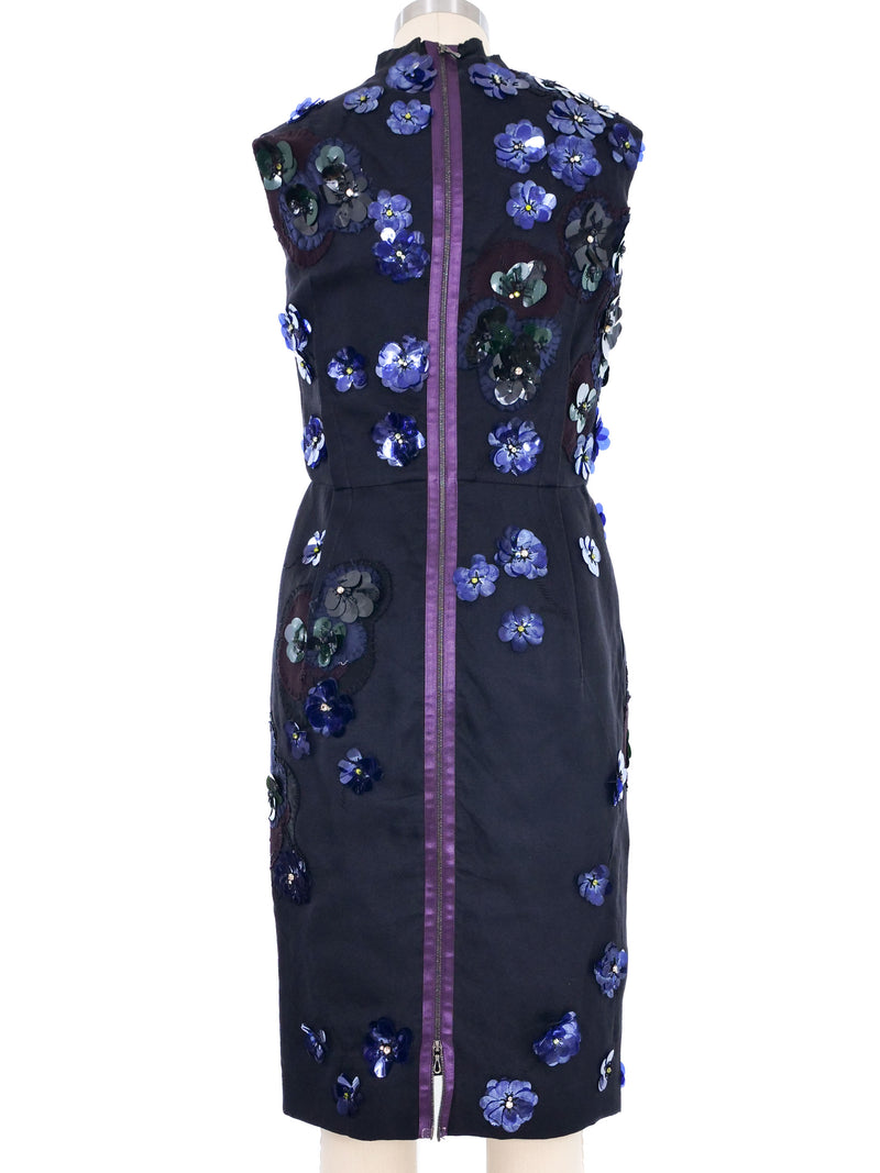 2006 Lanvin Plastic Flower Applique Dress