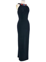 Dana Deatherage Jeweled Jersey Midi Dress