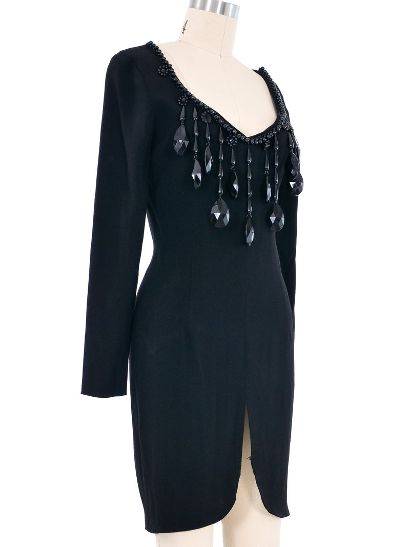 Byblos Beaded Crepe Mini Dress