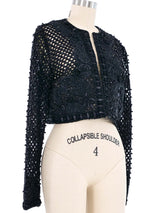 Oscar de la Renta Beaded Crochet Ribbon Jacket