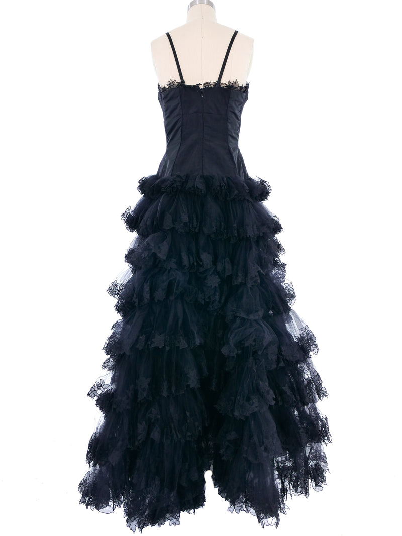 Oscar de la Renta Ruffled Lace Gown