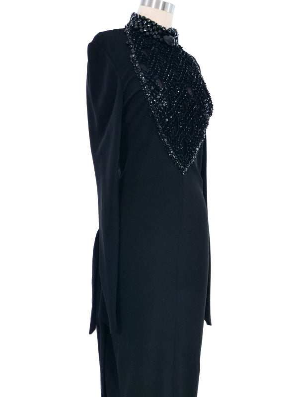 1990s Chloe Beaded Front Jersey Gown