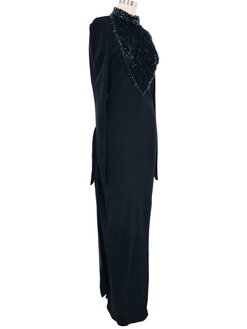 1990s Chloe Beaded Front Jersey Gown Dress arcadeshops.com