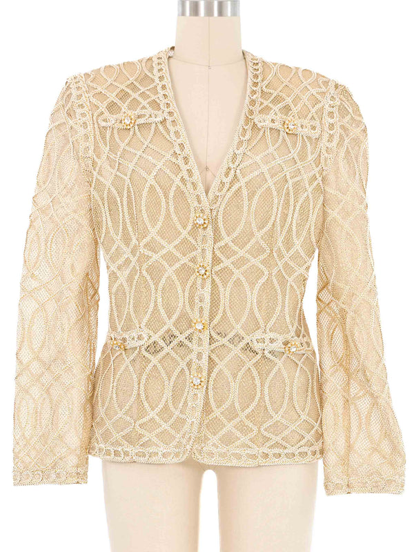 Champagne Embroidered Net Jacket