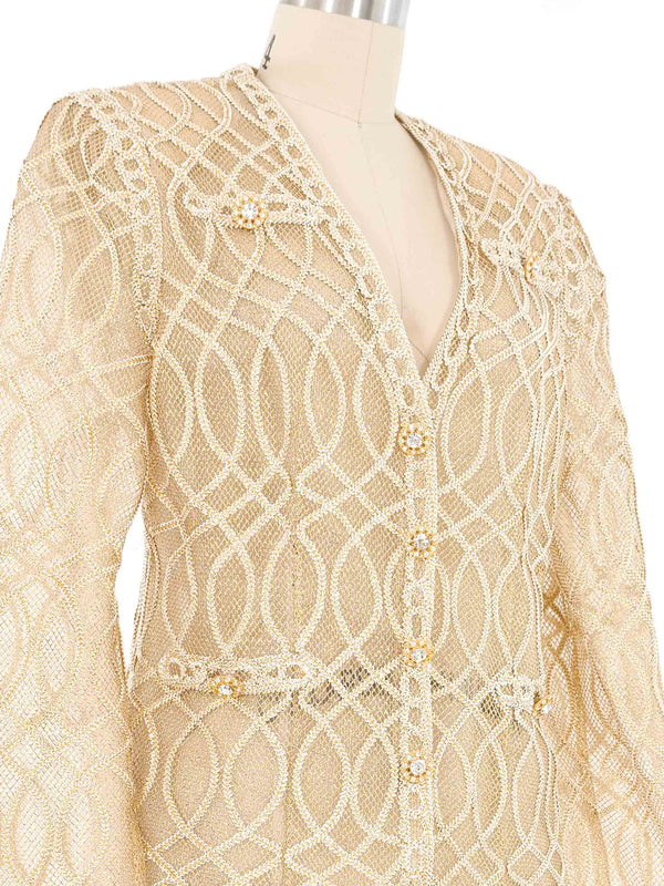 Champagne Embroidered Net Jacket