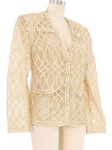 Champagne Embroidered Net Jacket