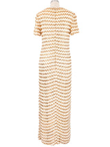 Ivory Striped Sequin Crochet Maxi Dress