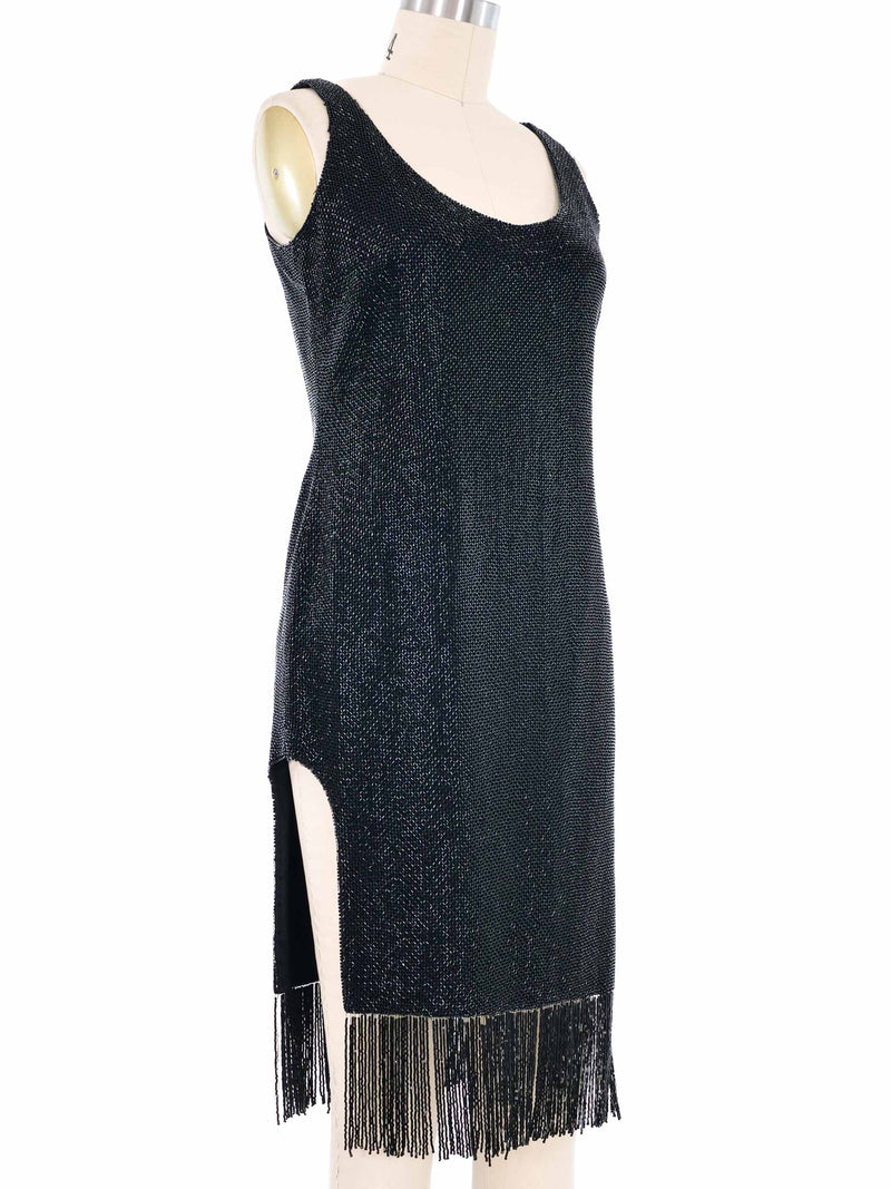 1980s Karl Lagerfeld Beaded Fringed Cocktail Dress