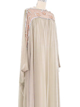 Floral Sequin Accented Metallic Caftan