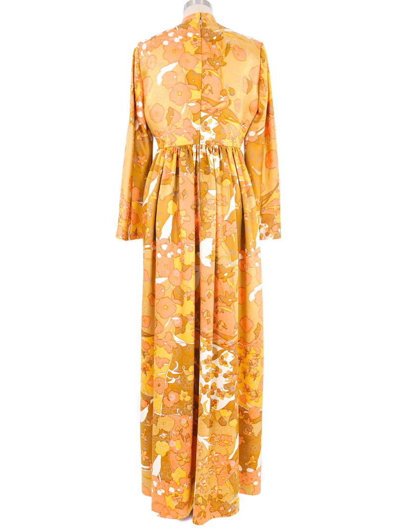 Travilla Metallic Floral Sateen Gown