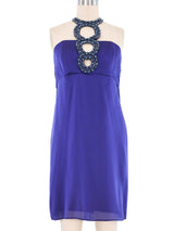 Azzaro Rhinestone Neckpiece Cocktail Dress