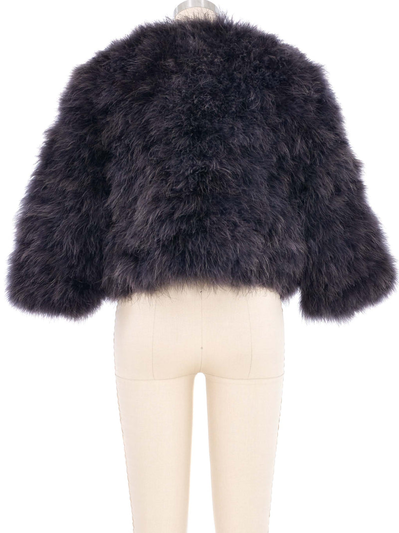 Gray Marabou Crop Jacket