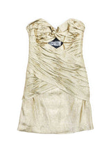 Vicky Tiel Gold Lame Ruched Cocktail Dress