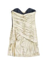 Vicky Tiel Gold Lame Ruched Cocktail Dress