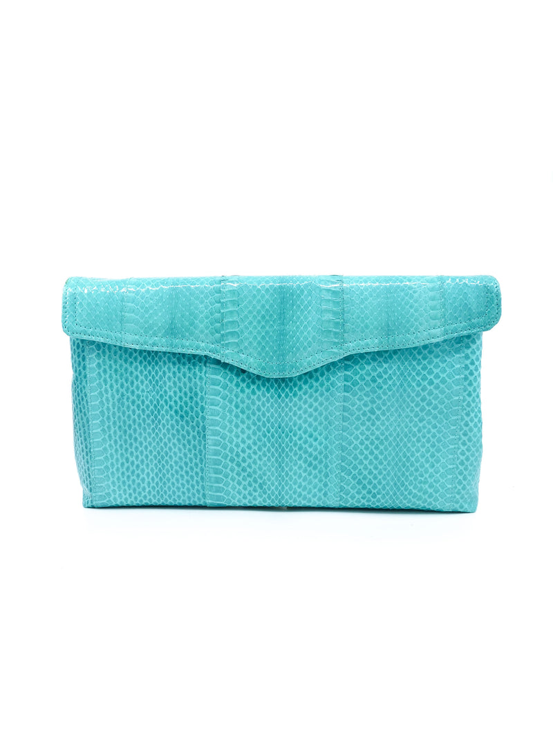 Aqua Snakeskin Convertible Clutch Accessory arcadeshops.com