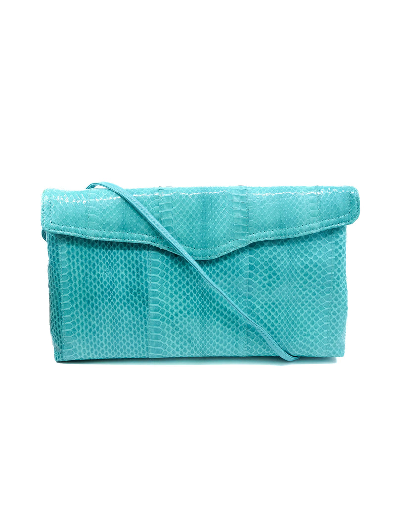 Aqua Snakeskin Convertible Clutch Accessory arcadeshops.com