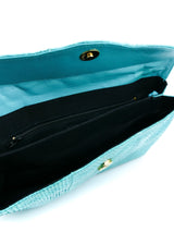 Aqua Snakeskin Convertible Clutch Accessory arcadeshops.com