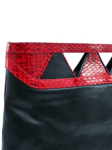 Black And Red Snakeskin Trimmed Cutout Clutch Accessory arcadeshops.com