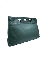 Forest Green Snakeskin Trimmed Cutout Clutch Accessory arcadeshops.com