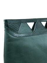 Forest Green Snakeskin Trimmed Cutout Clutch Accessory arcadeshops.com