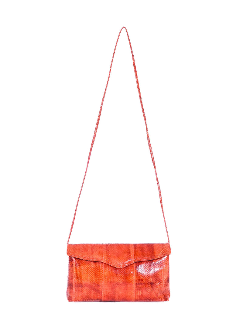 Orange Snakeskin Convertible Clutch Accessory arcadeshops.com