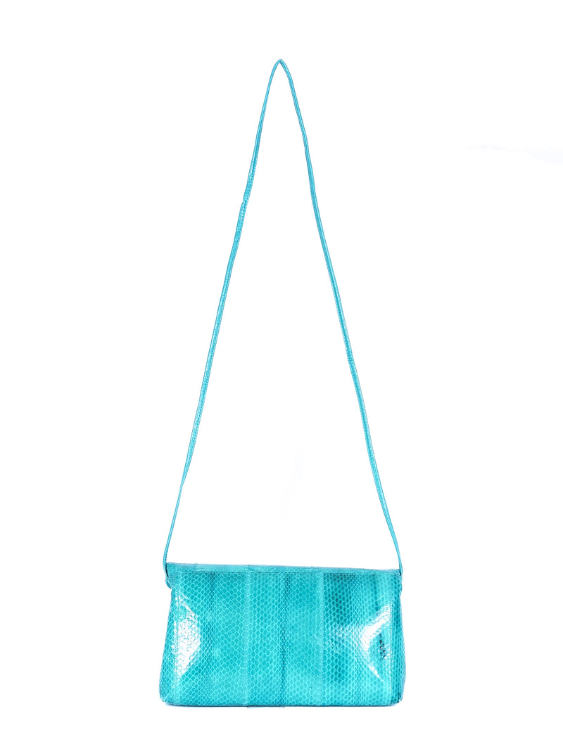 Aqua Snakeskin Convertible Clutch Accessory arcadeshops.com