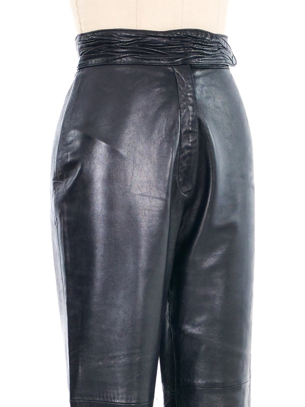 1980s Black Leather Tapered Pant Bottom arcadeshops.com