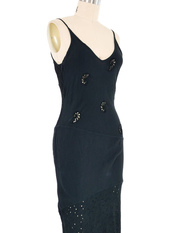 1990s Ghost Black Patchwork Eyelet Dress Dress arcadeshops.com