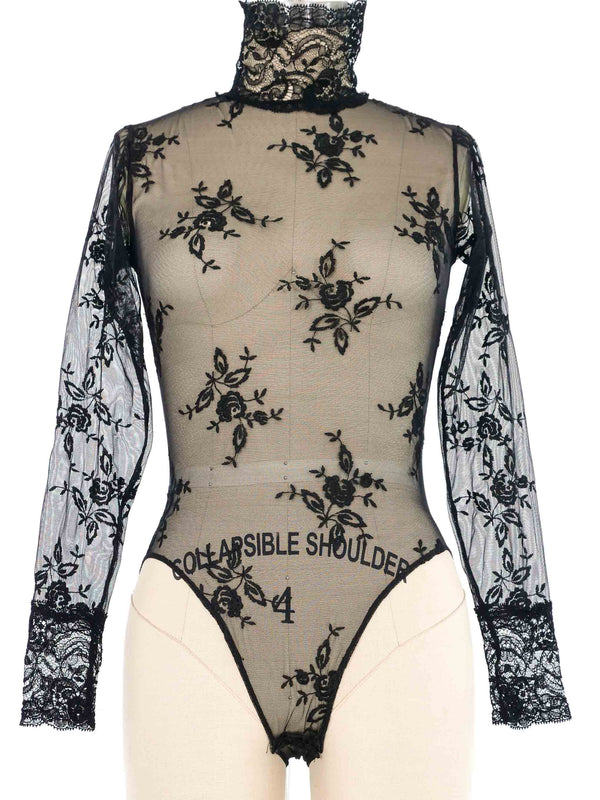 Christian Lacroix Floral Mesh Bodysuit Suit arcadeshops.com