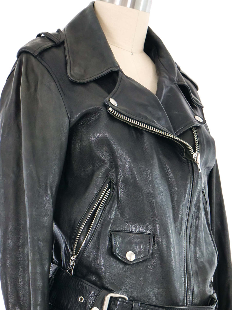 Acne Studios Black Leather Motorcycle Jacket Jacket arcadeshops.com