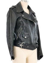 Acne Studios Black Leather Motorcycle Jacket Jacket arcadeshops.com