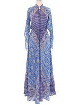 Blue Floral Indian Block Printed Caftan Dress arcadeshops.com