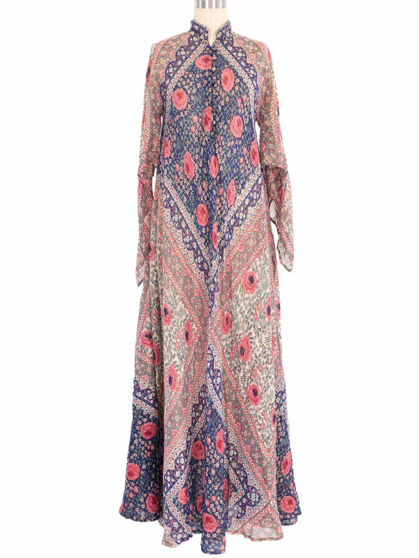 Multicolor Floral Indian Block Printed Caftan Dress arcadeshops.com