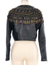 1990 Gianni Versace Cropped Embellished Leather Jacket Jacket arcadeshops.com