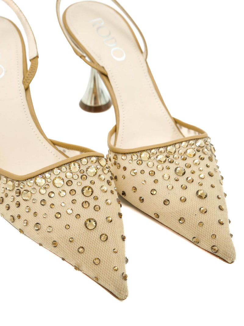 Rodo Nude Crystal Studded Kitten Heels, 37 Accessory arcadeshops.com