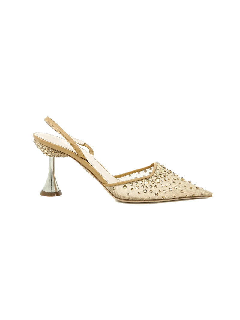 Rodo Nude Crystal Studded Kitten Heels, 37 Accessory arcadeshops.com