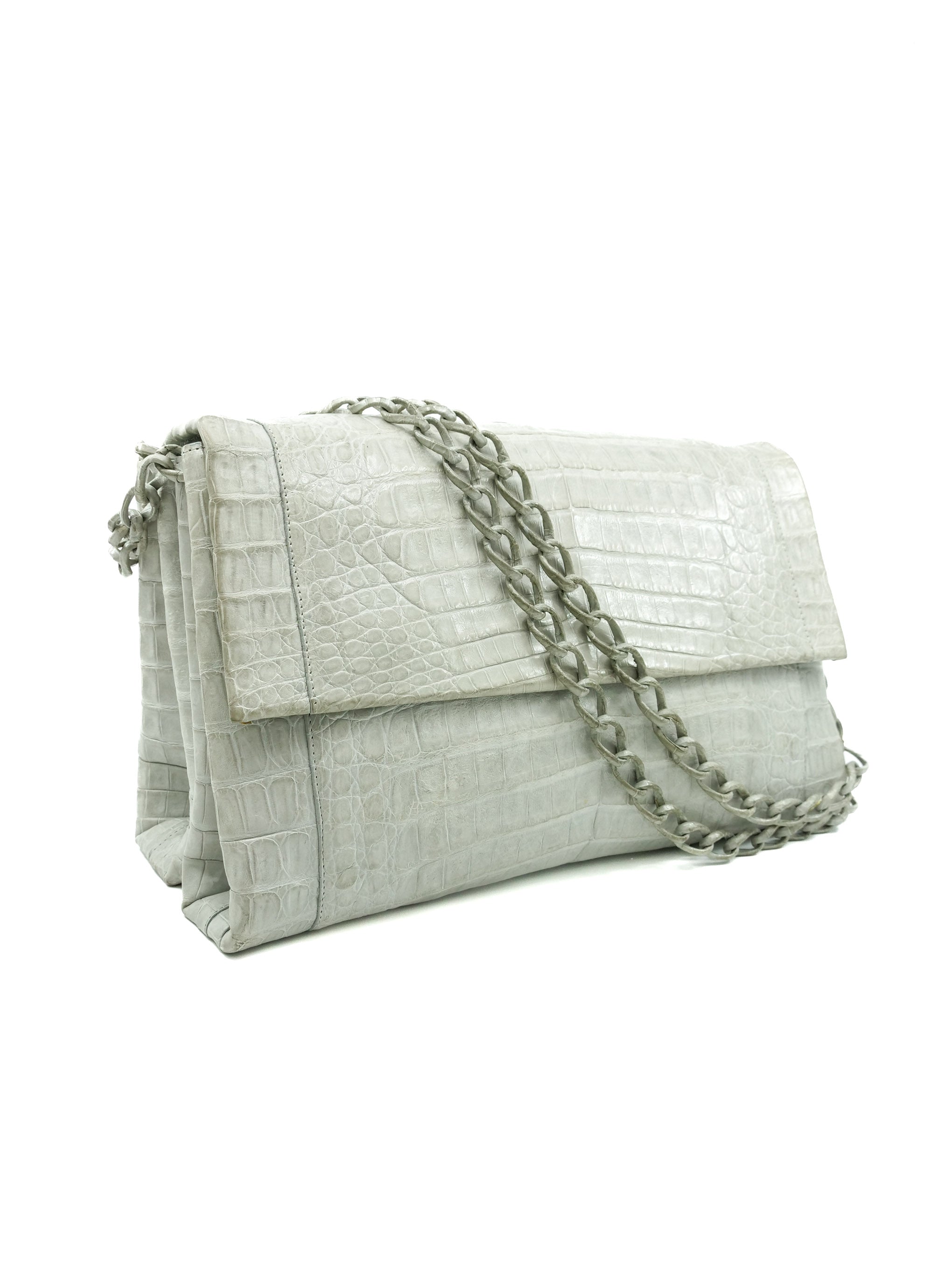 NANCY GONZALEZ/ナンシーゴンザレス　クロコがまぐちバッグ Nancy Gonzalez Grey Crocodile Bag