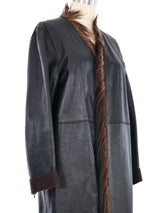 Marni Fur Trim Leather Duster Outerwear arcadeshops.com