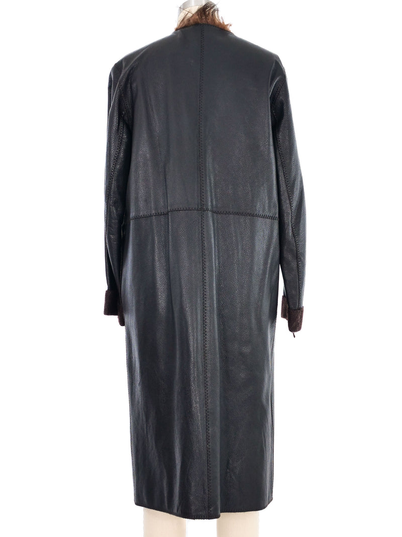 Marni Fur Trim Leather Duster Outerwear arcadeshops.com