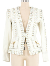 Balmain Whipstitch Leather Jacket Jacket arcadeshops.com