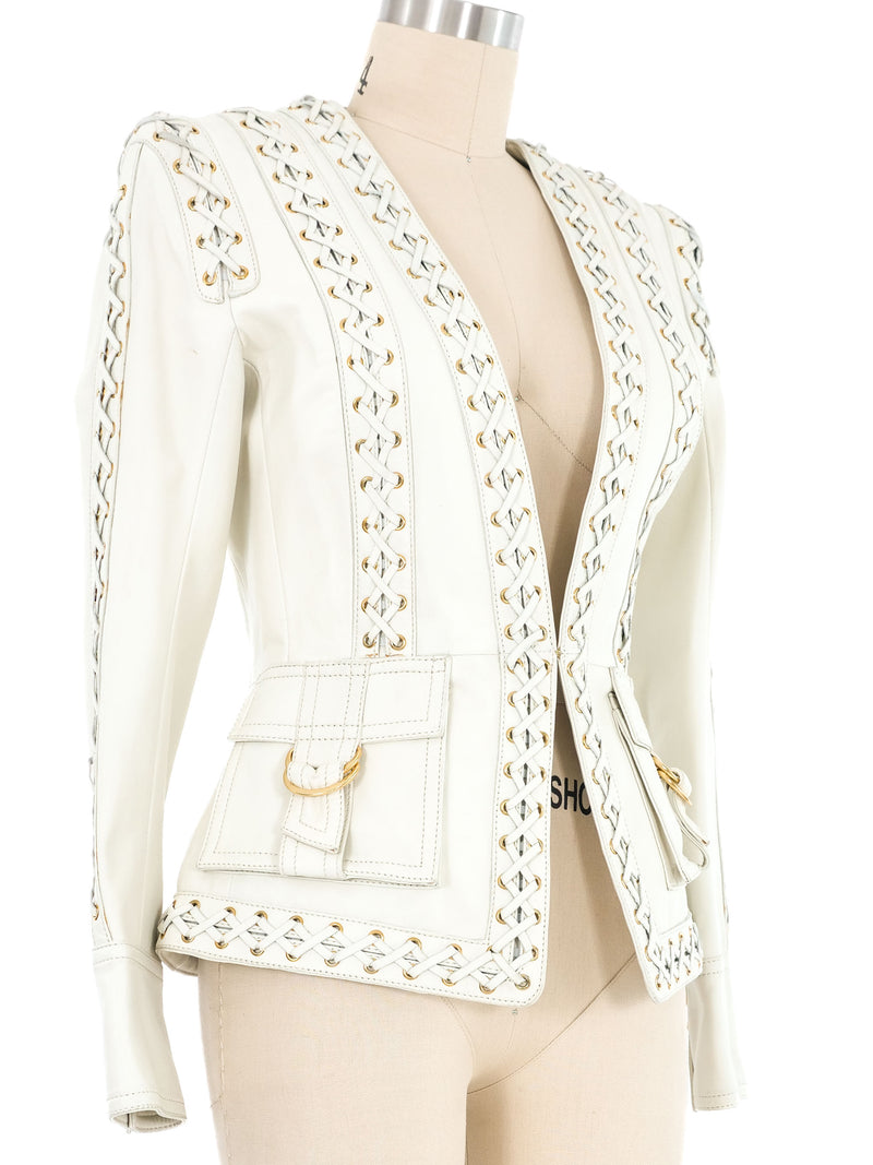 Balmain Whipstitch Leather Jacket Jacket arcadeshops.com