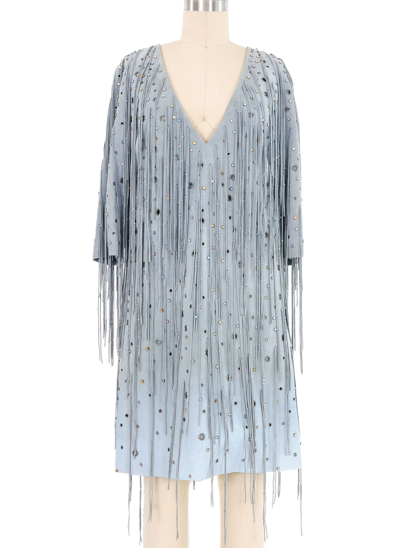 2018 Bottega Veneta Embellished Fringed Suede Dress Dress arcadeshops.com