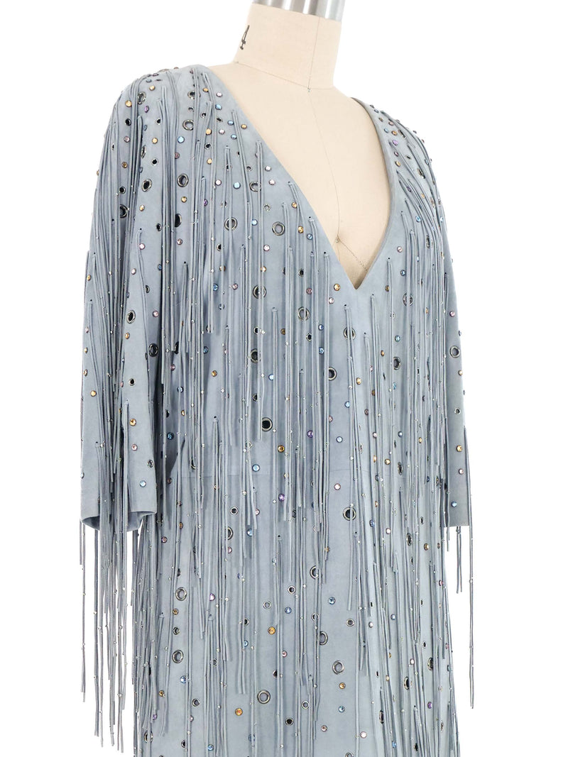 2018 Bottega Veneta Embellished Fringed Suede Dress Dress arcadeshops.com