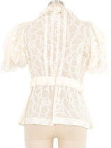 2010 Chanel Ruffle Floral Chiffon Blouse Top arcadeshops.com